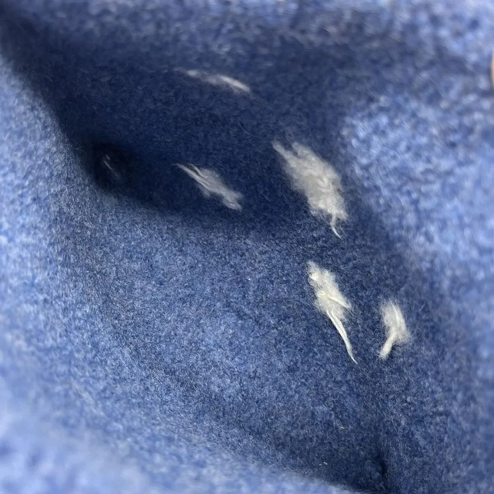 VTG Handmade Felted Wool Blue With‎ White Snowflakes Boho Bag Purse